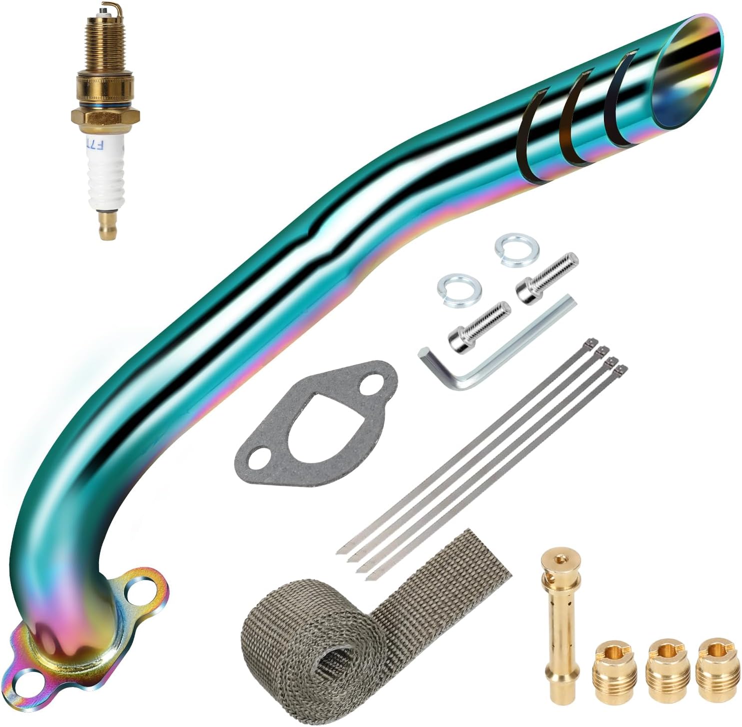 Header Exhaust Pipe Compatible with Predator 212cc 196cc Coleman Mini Bike CT200U BT200X Baja Warrior Massimo MB200 GX160 6.5hp Small Engine KT196 Go Kart Parts Colorful